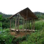 Abri en bois juste à l'extérieur de la réserve