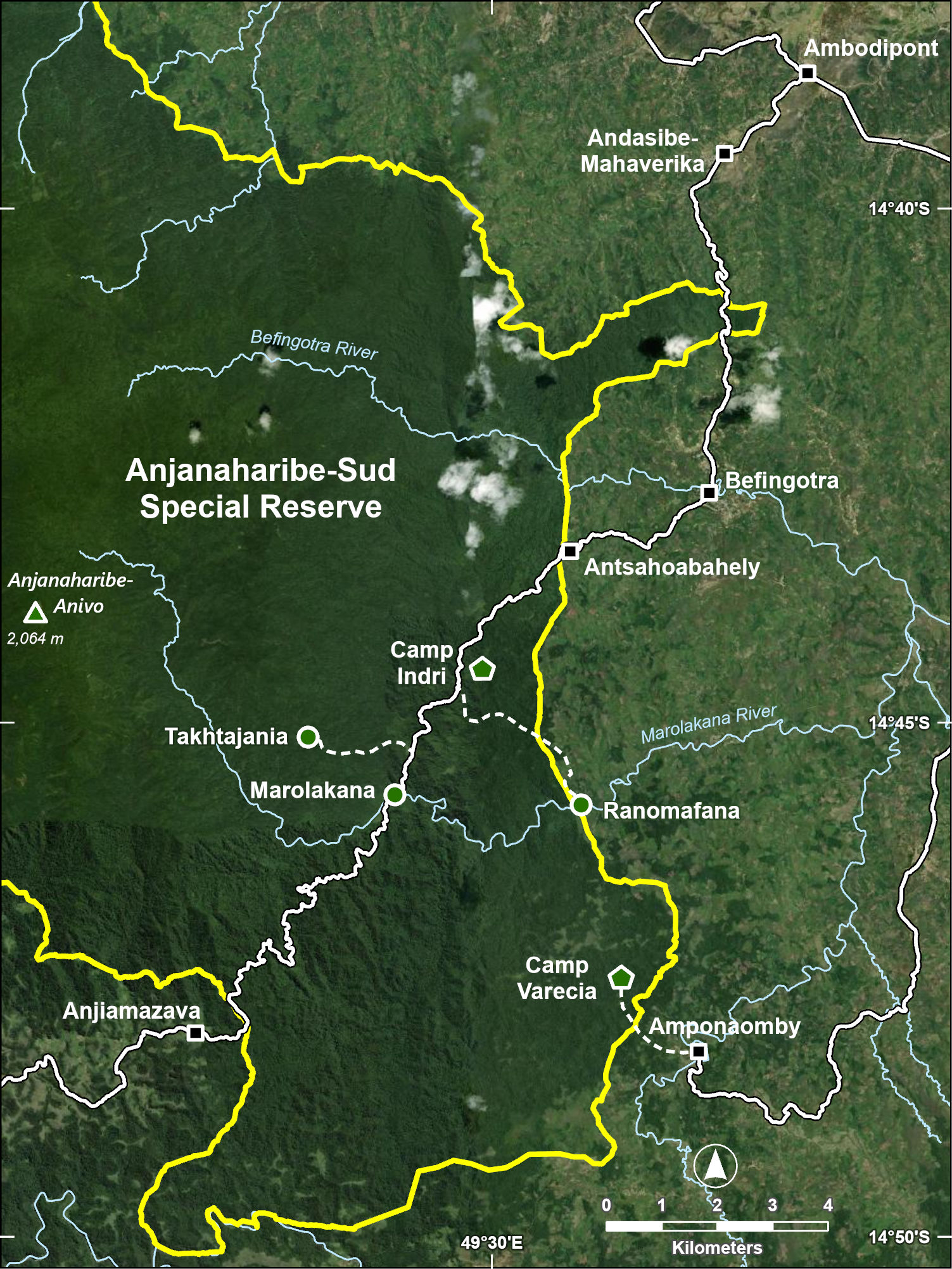 Map of the trails in Anjanaharibe-Sud Special Reserve