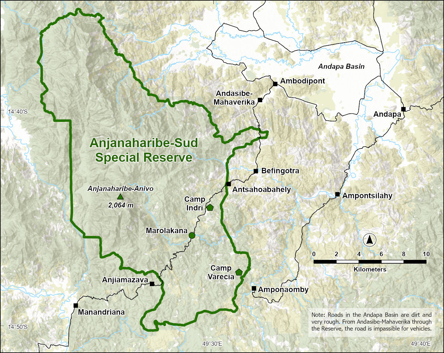 Map of Anjanaharibe-Sud Special Reserve and the Andapa Basin